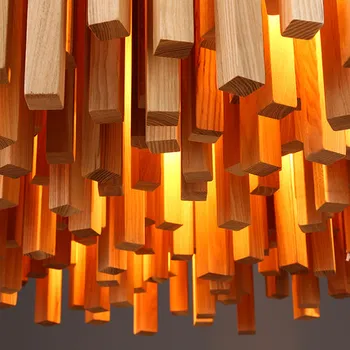Luxo moderno novidade Irregular de madeira de combinação da barra de teto do DIODO emissor de chandelier, lâmpada de casa deco sala de correspondência lustre luz