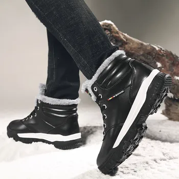 MARSON Homens Botas de Neve ao ar Livre, Tênis 2019 Inverno Casual Masculino de Algodão Quente Sapatos de Caminhada Ajuda Confortável Plus Size Sapatos de homem