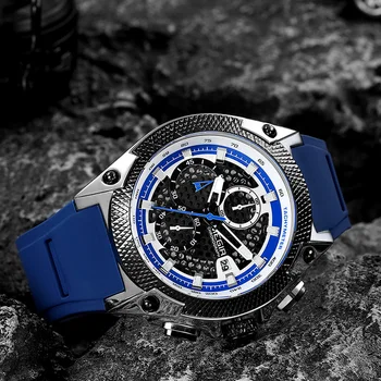 MEGIR Homens Relógio do Esporte Relógio Masculino Azul Pulseira de Silicone Relógios de homens de melhor Marca de Luxo Luminosa Impermeável Relógio de Quartzo do Homem