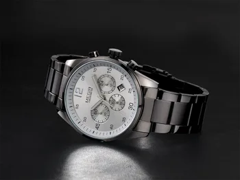 MEGIR Marca de Topo Homens Relógio de Moda Cronógrafo Militar Relógios de Quartzo do Aço Inoxidável de Negócios relógio de Pulso Relógio Masculino 2010