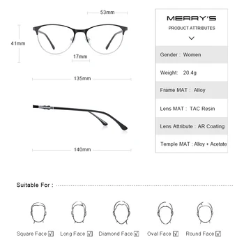 MERRYS DESIGN Retro Olho de Gato de Óculos de Armação de Moda feminina Óculos de Miopia de Prescrição Óptica Óculos S2218