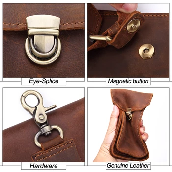MISFITS 2019 NOVA Couro Genuíno Vintage Cintura Pacotes de Homens de Viagem pochete Belt Loops de Hip-Bum Saco o Saco da Cintura Telefone Móvel, o Malote