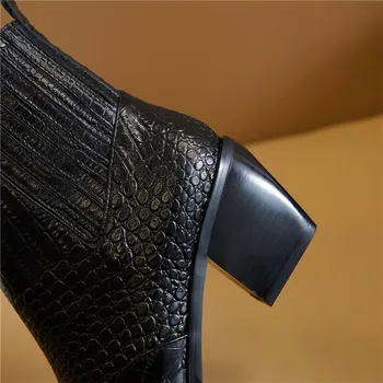 MORAZORA 2020 Nova Marca mulheres botas de couro genuíno botas de salto grosso dedo do pé quadrado simples outono inverno de calçados femininos preto