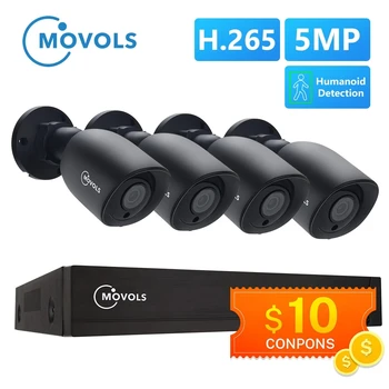 MOVOLS 5MP de Vigilância de Vídeo Definir H. 264+ DVR 8ch 4PCS de Segurança CCTV Sistema de IR ao ar livre Impermeável da Câmera do jogo