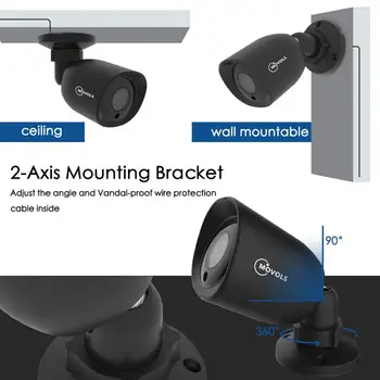 MOVOLS 5MP de Vigilância de Vídeo Definir H. 264+ DVR 8ch 4PCS de Segurança CCTV Sistema de IR ao ar livre Impermeável da Câmera do jogo