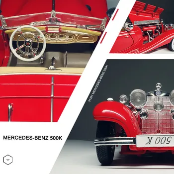 Maisto 1:18 Mercedes-Benz 500K Carro Clássico de Simulação de Liga de Modelo de Carro de Coleta de Decoração brinquedo Presentes