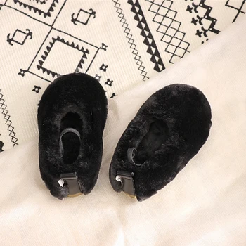 Mantenha Quente Crianças de Lazer Sapatos de Inverno do Bebê Menina Princesa Sapatos Fundo Macio Engrossar Peles Resistentes ao Desgaste SMM006