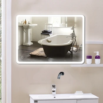 Maquiagem Espelho do DIODO emissor de Vaidade do Banheiro de Cosméticos Miroir Espejo Banheira, Espelho Anti-embaciamento de Parede Inteligente Luz do Espelho de Fixação de Banho HWC