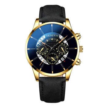 Marca de GENEBRA Homens de Negócios Assistir 3 Olhos Moda Esporte Homens relógio de Pulso pulseira de Couro Relógios de Quartzo Masculino Relógio relógio masculino