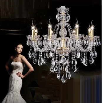 Maria teresa iluminação do candelabro para a sala quarto Cozinha K9 lustre de cristal, ouro polido lustre luminária