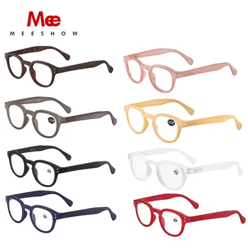 Meeshow Retro Óculos de Leitura Anti-reflexo, Astigmatismo ou Hipermetropia Europa Estilo com Qualidade de Mulheres Brancas limpar Óculos Unissex 2020