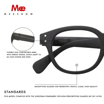 Meeshow Retro Óculos de Leitura Anti-reflexo, Astigmatismo ou Hipermetropia Europa Estilo com Qualidade de Mulheres Brancas limpar Óculos Unissex 2020