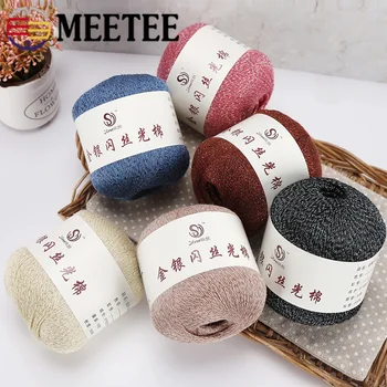Meetee 5pcs(1pc=50g) Metalizado Algodão Misturado Fio de Crochê Mão que Knitting o Segmento de Lã Fios de DIY Lenço de Vestuário Costura YA029