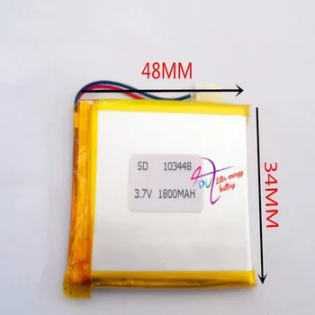 Melhor bateria de marca Tamanho 103448 3,7 V 1800mah Bateria de polímero de Lítio com Placa de Protecção Para MP4, GPS, Tablet PCs PDA Livre Sh
