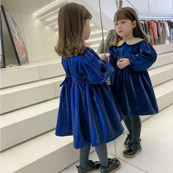 Menina Princesa Vestidos Estilo de Corte de Pelúcia Crianças Vestidos de Princesa Meninas 2020 Inverno Nova Pleuche Crianças Quente Engrossar Vestido