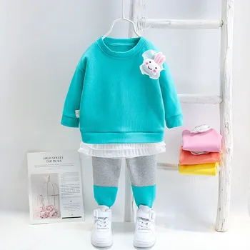 Meninas bebê Roupa Para Criança Roupa Conjuntos de 2020 Outono Doce de Manga comprida T-Shirt + Calça 2pcs Roupas Casuais