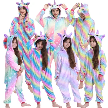 Meninos Meninas Rapazes Raparigas Unicórnio Pijama Conjuntos De Panda Unicórnio Pijamas Para Mulheres Pijimas Onesie Adultos Animal Pijamas De Inverno Quente Pijamas De Crianças
