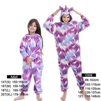 Meninos Meninas Rapazes Raparigas Unicórnio Pijama Conjuntos De Panda Unicórnio Pijamas Para Mulheres Pijimas Onesie Adultos Animal Pijamas De Inverno Quente Pijamas De Crianças