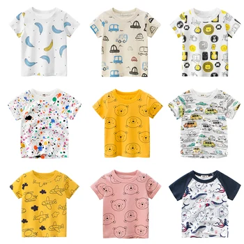 Meninos & Meninas, desenhos animados T-shirts Crianças Carro de Impressão de T-Shirt Para os Meninos Filhos de Verão de Manga Curta T-shirt de Algodão Tops de Roupas