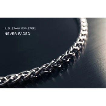 Mens 5mm de Trigo Link colares Trança Cadeia de prata, Colar de Aço Inoxidável Trançado Casual Atacado colar 10pcs