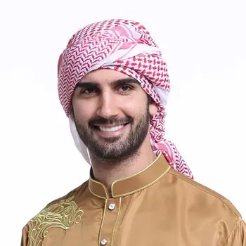 Mens Lenço Na Cabeça Turbante Chapéu Árabe Muçulmano Dubai Retro Geométricas Padrões De Ondulação De Jacquard Quadrada Xale Lenço Islâmico Hijab Bandana Da Cabeça