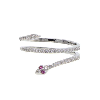 Micro pave cz multi envoltório de cobra, anel de mulheres dedo completo de jóias de prata cor colorido cz ajustar anéis