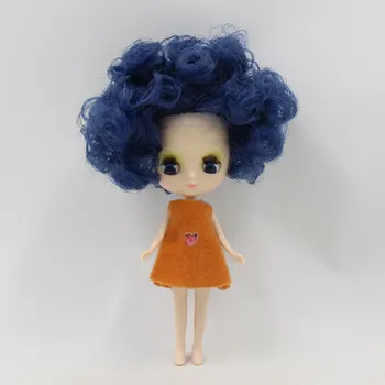 Mini Blyth nude boneca de 10 cm preto encaracolado cabelo aleatório vestido de corpo normal DIY com a maquiagem da moda brinquedos