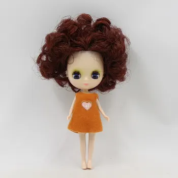 Mini Blyth nude boneca de 10 cm preto encaracolado cabelo aleatório vestido de corpo normal DIY com a maquiagem da moda brinquedos