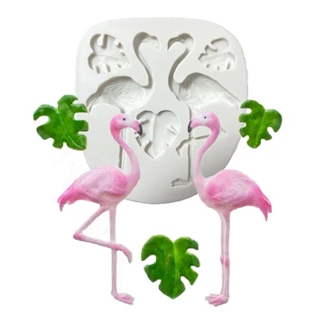 Mini Flamingo Folha Molde De Silicone Fondant Sugarcraft Bolo De Moldes De Chocolate Gumpaste De Decoração Do Bolo De Ferramentas De Molde De Bolo De Bakeware