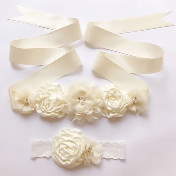 Moda De Luxo, Com Cercadura De Pérolas De Flores Feitas À Mão Apliques De Casamento Folhas De Noiva Cintos Para Vestidos De Casamento