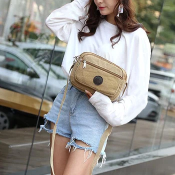 Moda coreana de Nylon, lona mulheres messenger bag Feminino casual de Bolinhas de lona ombro diagonal pequeno saco