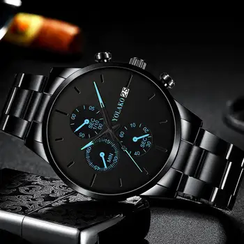 Moda de Topo da Marca Negra de Homens de Aço Inoxidável Relógio Clássico de Calendário com esteira de Malha de relógios de Quartzo Relógios de Homens de Negócios Relógio Analógico