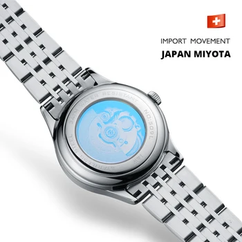 Moda relógio Mecânico para as mulheres de Topo da marca Suíça de I&W MIYOTA Movimento Automático do Relógio de Safira Calendário Impermeável Reloj