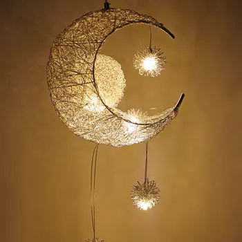Moderna, Pingente luzes de Teto de Lua Estrela Lustre Pendurado a Lâmpada de Decorações de Natal Para as Crianças as Crianças em casa o dispositivo elétrico de Iluminação