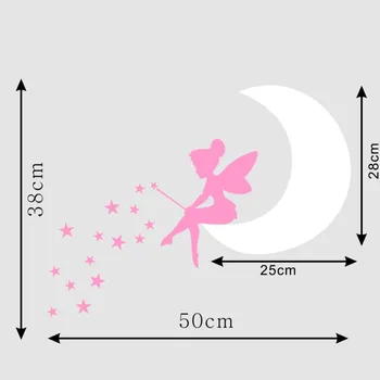Moon Fairy DIY Estrelas dos desenhos animados de Vinil Art Adesivo de Parede para Meninas, Decoração do Quarto do Bebê