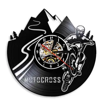 Moto De Motocross Do Esporte A Motor Menino De Parede Relógio De Decoração De Casa De Bicicleta Da Sujeira Disco De Vinil De Parede Relógio De Corrida De Motocross Motociclistas Presente