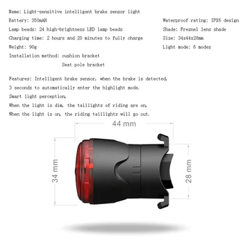 Moto Smart luz de freio sensor de Luz de Bicicleta Inteligente Sinal do Sensor de Luz de Freio Cauda USB echargeable Para MTB Bicicleta de Estrada