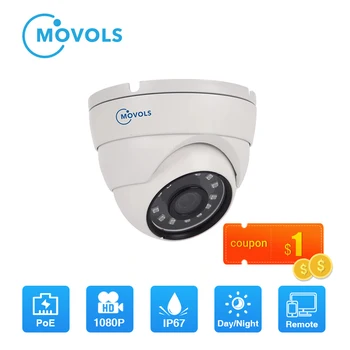Movols 3,6 milímetros Lente Grande Angular de Metal POE Camera IP de 1080P de Segurança ao ar livre ONVIF Rede de Vigilância CCTV da Abóbada do ipcam