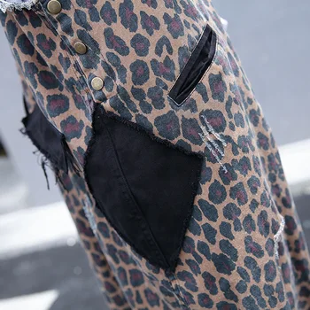 Mulheres Casual Correia Leopard Pinafore Bib Geral de Uma Linha de Vestido de Buraco Remendo de Costura com Bolsos 2020 Moda da Maré