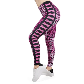 Mulheres Legging pink leopard Impressão Leggins Slim de Alta Elasticidade Legins Popular de Fitness Legging Feminina Calças