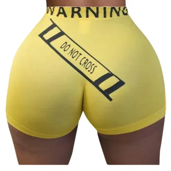 Mulheres Sexy Shorts Letras De Impressão Esporte Treino Clubwear Homewear