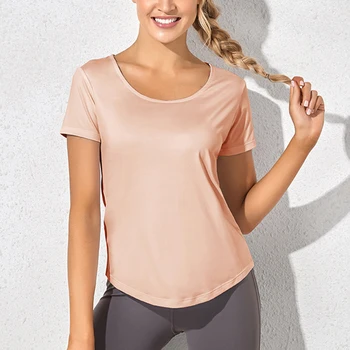 Mulheres de Verão T-Shirts Slim para Esportes de Fitness Yoga Short Sleeve Top de Ioga Mulheres Ginásio Camisa Esporte Desgaste