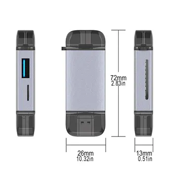 Multi-funções de Tipo-C OTG Leitor de Cartão 6 in1 SD/TF Telefone, Computador Universal, Adaptador USB Com Femal Tipo de Porta-c do usbc