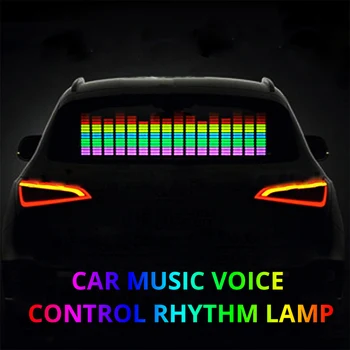 Multi-tamanho da Etiqueta do Carro Ritmo da Música DIODO emissor de Luz do Flash da Lâmpada Traseira do Carro de pára-brisa, Luz Decorativa Ativado Som Equalizador 12V