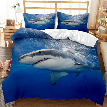 Mundo subaquático de capa de edredão cobertor da cama conjunto de painéis em tamanho único /twin/queen/king luxuoso conjunto de roupa de cama