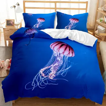 Mundo subaquático de capa de edredão cobertor da cama conjunto de painéis em tamanho único /twin/queen/king luxuoso conjunto de roupa de cama