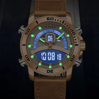 NAVIFORCE Homens Relógios do Esporte Militar Luminoso Digital de Quartzo relógio de Pulso Masculino de Luxo Ouro 3ATM Waterproof Relógio Relógio Masculino