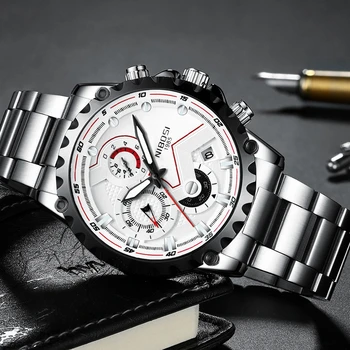 NIBOSI 2020 Homens Relógios Cronómetro Data de Mãos Luminosas de Couro Genuíno 30M Impermeável Relógio Homem Relógios de Quartzo Homens Relógio de Desporto