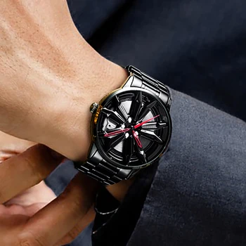 NIBOSI 2020 Novo Design Único e Personalizado Homens do Relógio do Esporte Impermeável do Carro Aro de Roda de Hub Relógio de Quartzo relógio de Pulso Relógio Masculino