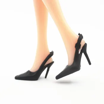 NK Atacado 100 pares/Set Boneca Sapatos Pretos Bonito Salto de Moda de Sandálias Para a Boneca Barbie de Alta Qualidade Bebê Brinquedo